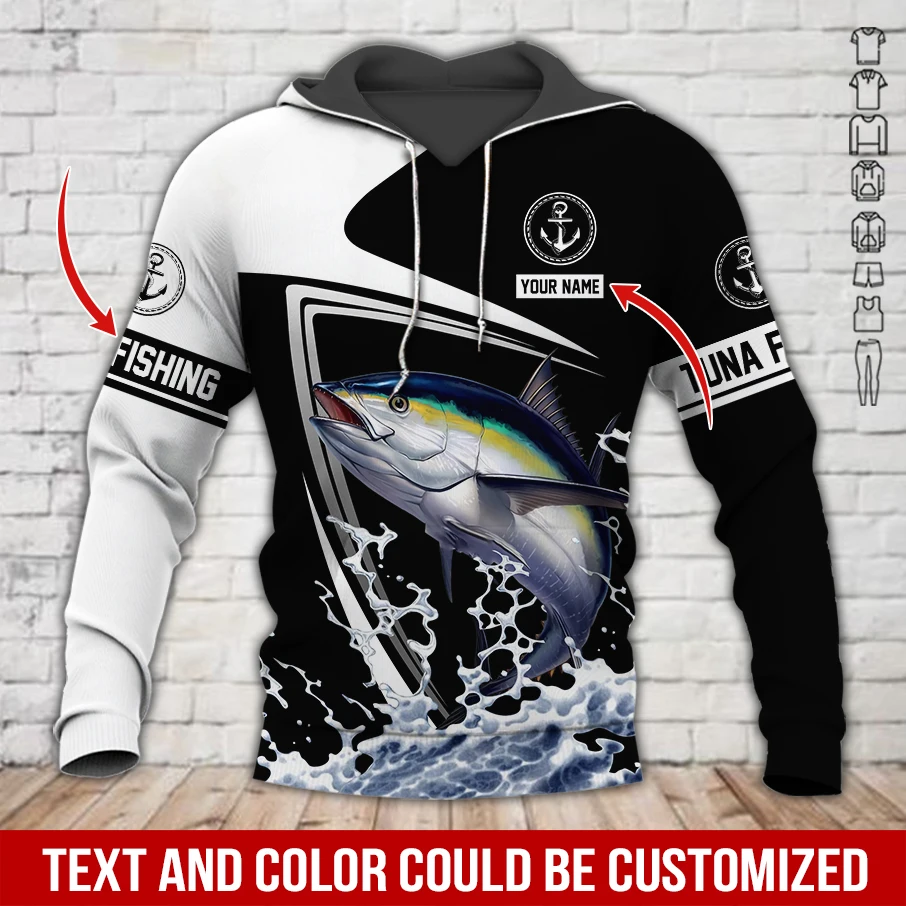 PLstar Cosmos nombre personalizado pesca atún 3D impreso moda hombres Sudadera con capucha Unisex Casual otoño cremallera Sudadera con capucha KJ998