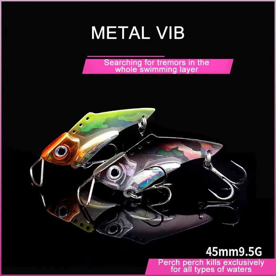 WALK FISH 1 Uds 45mm 9,5g VIB cuchara vibratoria cebo de Metal duro fondo antiadherente agua dulce pescado volteado de larga distancia - imagen 5