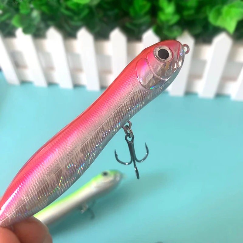 Señuelo de Pesca Testar, 100mm, 16g, cebo tipo lápiz Topwater de fundición larga, Caminar el perro, cebo láser flotante para Lucio, Pesca - imagen 5
