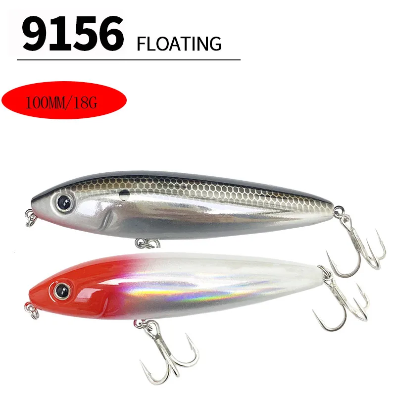 Señuelos tipo lápiz flotantes de 18g y 100mm, Skitter de agua salada, trucha, lubina, Swimbait, perros de agua superior, cebo duro Artificial, suministros de Pesca Wobbler - imagen 3