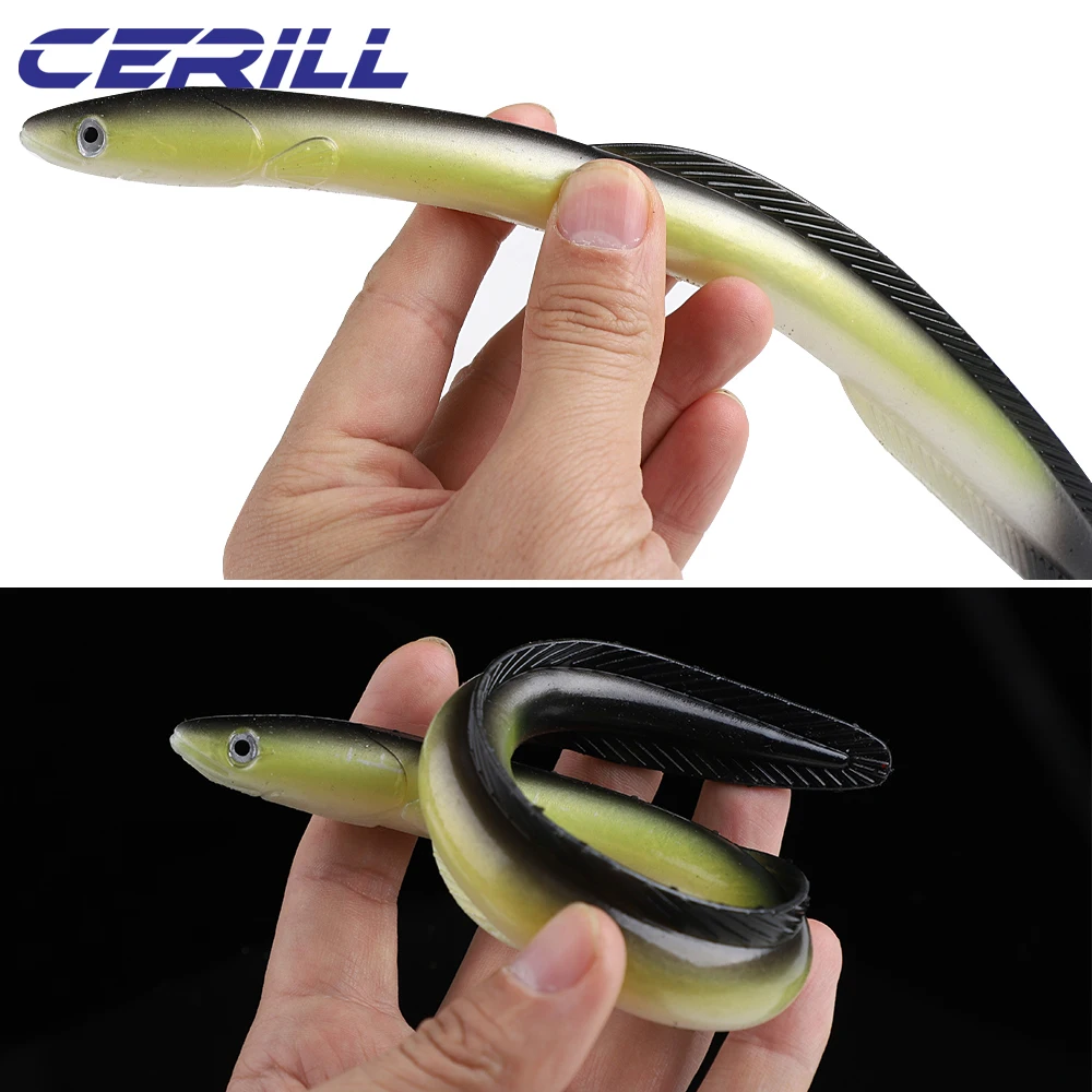Ceril-señuelo de pesca suave, Anguila Artificial, Swimbait de silicona, carpa, Jigging, Lucio, aparejos de pesca, 30cm, 58g, 2 piezas - imagen 2