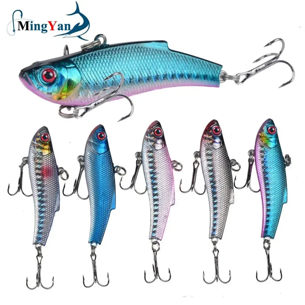 Señuelo de pesca VIB con vibración, cebo duro de plástico Wobbler Crankbait, aparejos de pesca artificiales de invierno para carpa lubina, 5 uds.