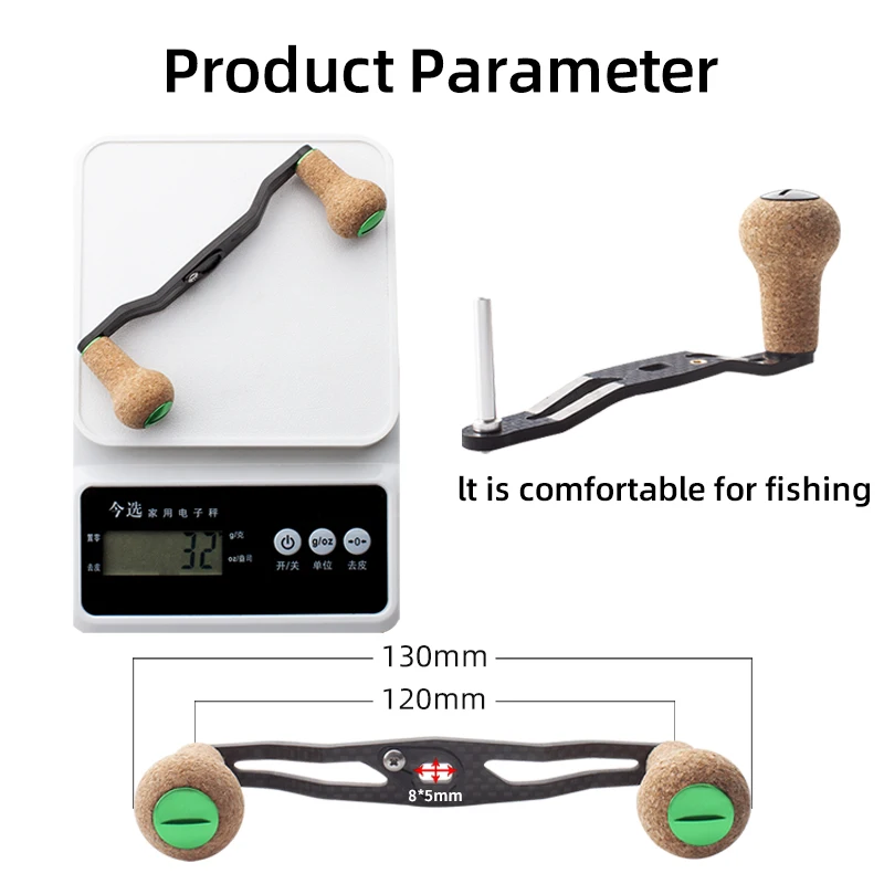 Kawa-carrete de pesca con mango de carbono con perilla de Madera Suave de goma, longitud de 130mm, tamaño del agujero de 8x5mm, accesorio de balancín D/ A Fishi, nuevo - imagen 3