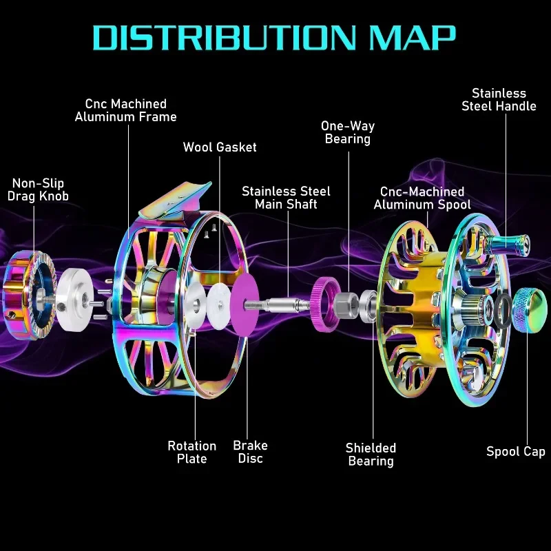Carrete de pesca con mosca Multicolor Sougayilang 2 + 1 BB carrete de aleación de aluminio de fundición alta carretes de mosca de cenador grande aparejos de pesca - imagen 5