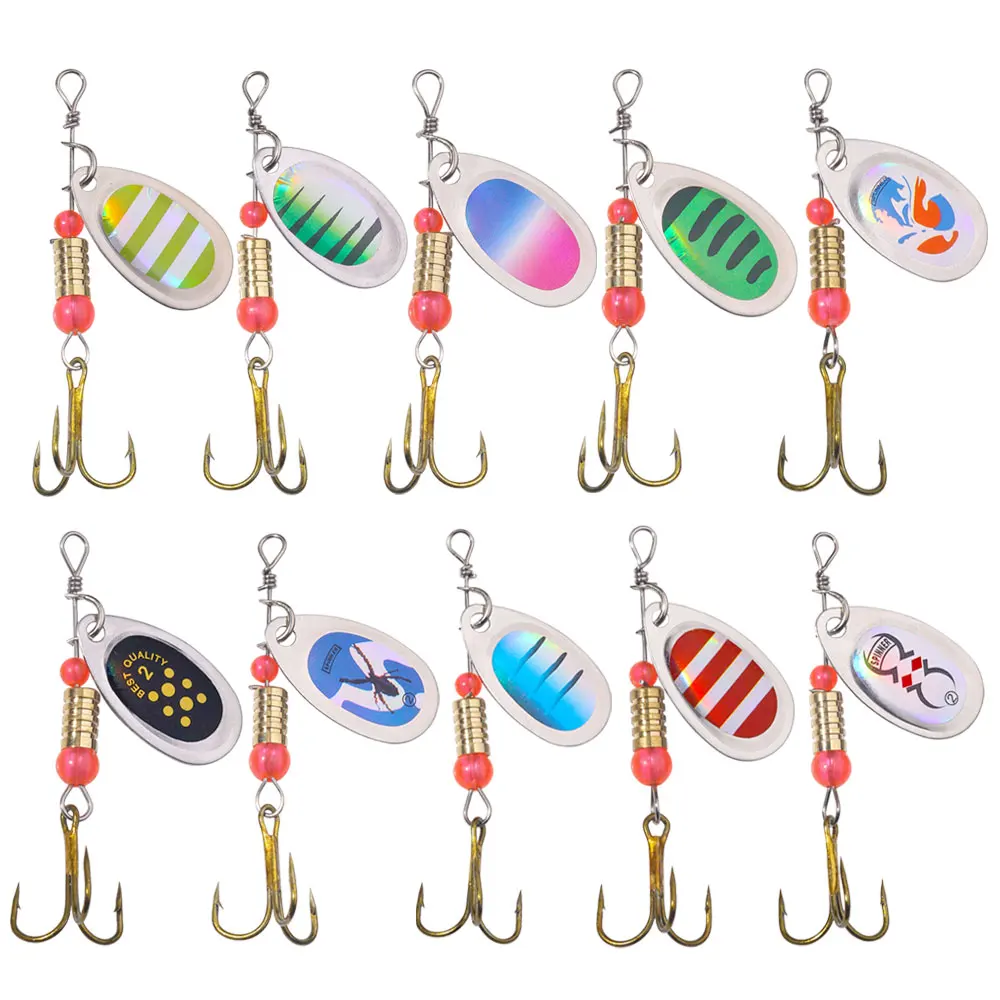 Señuelo giratorio de cuchara de Metal, 10 Uds., 3,3g, Spoonbait, Crankbaits, Wobblers de pesca para Lucio, Walleye, Zander, conjunto de ganchillo, aparejos de cebo - imagen 2