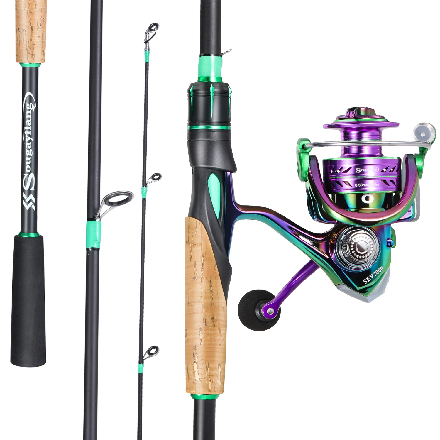 Sougayilang caña de pescar giratoria y bolsa de carrete Kit completo caña de pescar de carbono Max Grag 10kg herramientas de pesca portátiles pesca de basura de lubina - imagen 2
