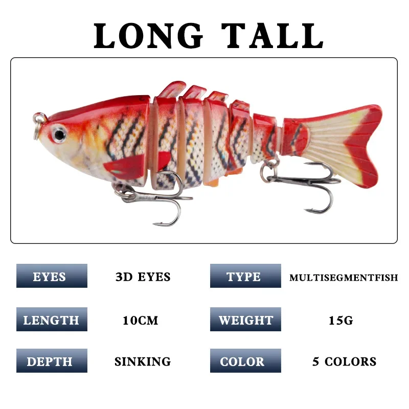 Swimbait pesca wobbler realista 7 segmentos Crankbait cebo duro lento 10cm 15g Isca señuelos artificiales aparejos de pesca - imagen 3