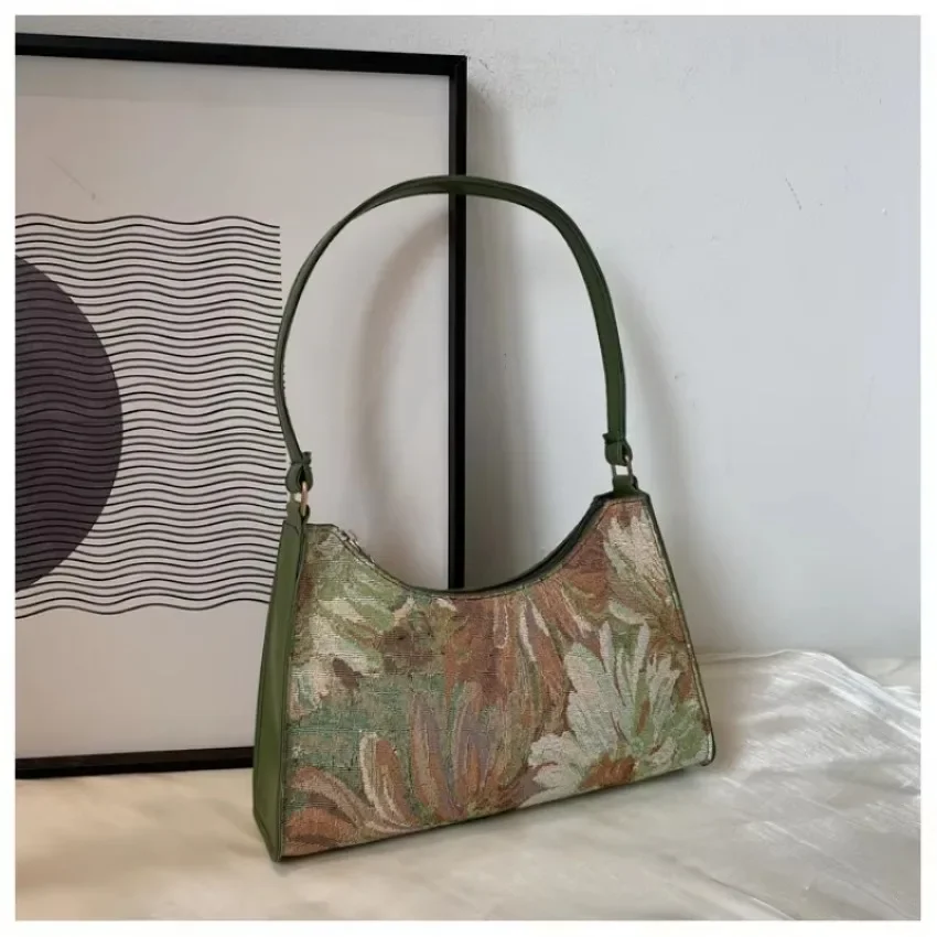 Bolso de hombro para mujer, bonitos bolsos y monederos sencillos, bolsos pequeños de viaje para mujer, bolsos para las axilas, nueva pintura al óleo a la moda de otoño - imagen 5