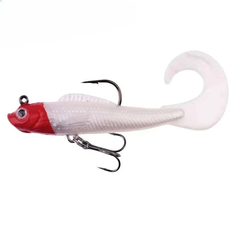 6 uds cola de natación cebo de pesca Jig Wobblers cebos blandos cebo de silicona Artificial lubina carpa cuchara cebo de pesca - imagen 3