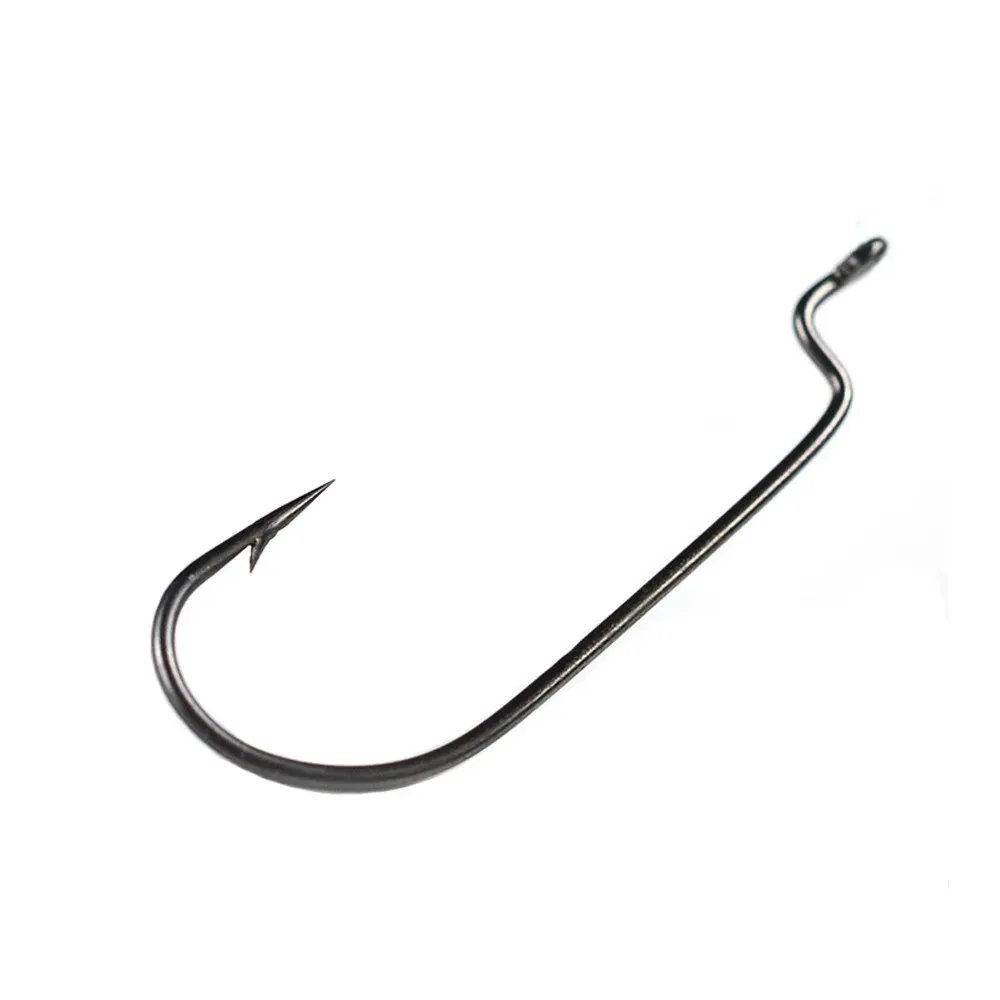 Aparejos de pesca de alta calidad, anzuelos de acero con alto contenido de carbono, manivela, gusano suave, tirón de señuelo, lote de 50 unidades, 6 #-5/0 - imagen 5