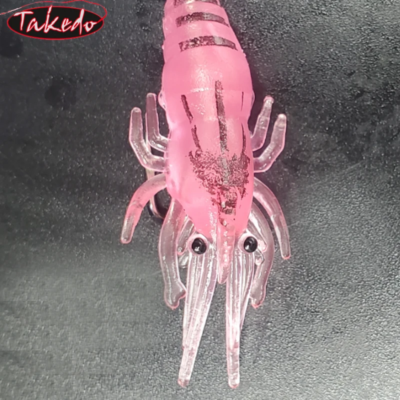 TAKEDO 10 unids/bolsa 4,5 CM 1,3G señuelo de camarón suave Artificial con gancho cebo de silicona Señuelos de Pesca de carpa Wobbler para lubina dorada - imagen 3