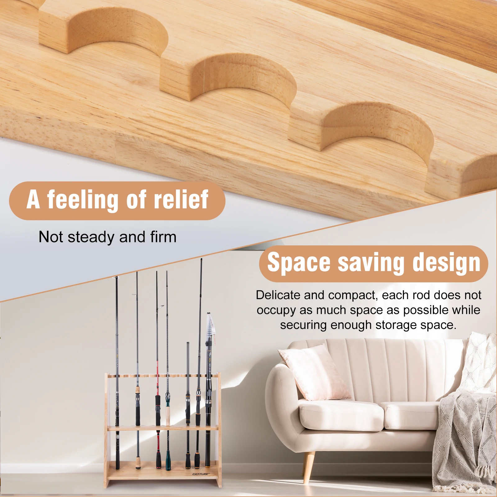 Goture-soportes para cañas de pescar, estantes para cañas de billar de Golf, soporte de exhibición para caña de pescar de garaje, marco fijo, almacenamiento de accesorios para aparejos - imagen 4