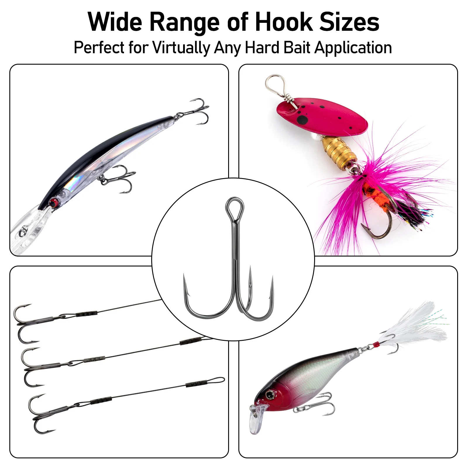 10 Uds. Anzuelo triple de pesca de acero rico en carbono, anzuelo de pesca de Surf afilado # 14- # 6/0 Triple gancho para pelador de atún bajo de bagre - imagen 4