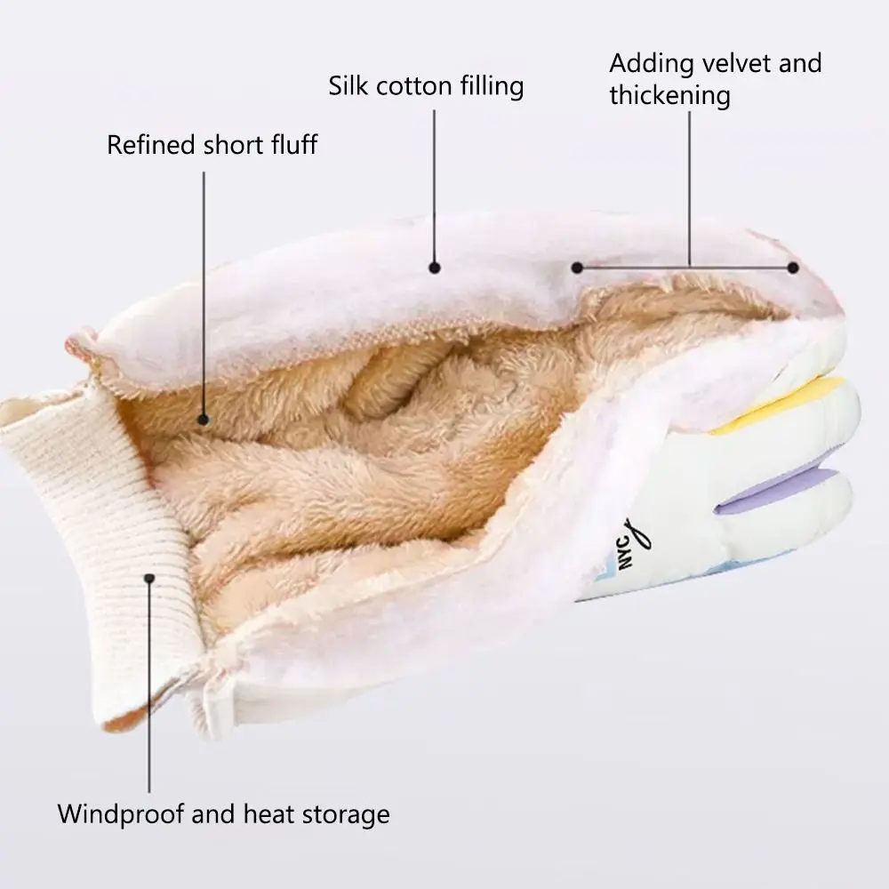 Guantes de esquí cálidos con letras a la moda para invierno, guantes deportivos impermeables a prueba de viento para motos de nieve, guantes térmicos gruesos para ciclismo - imagen 4