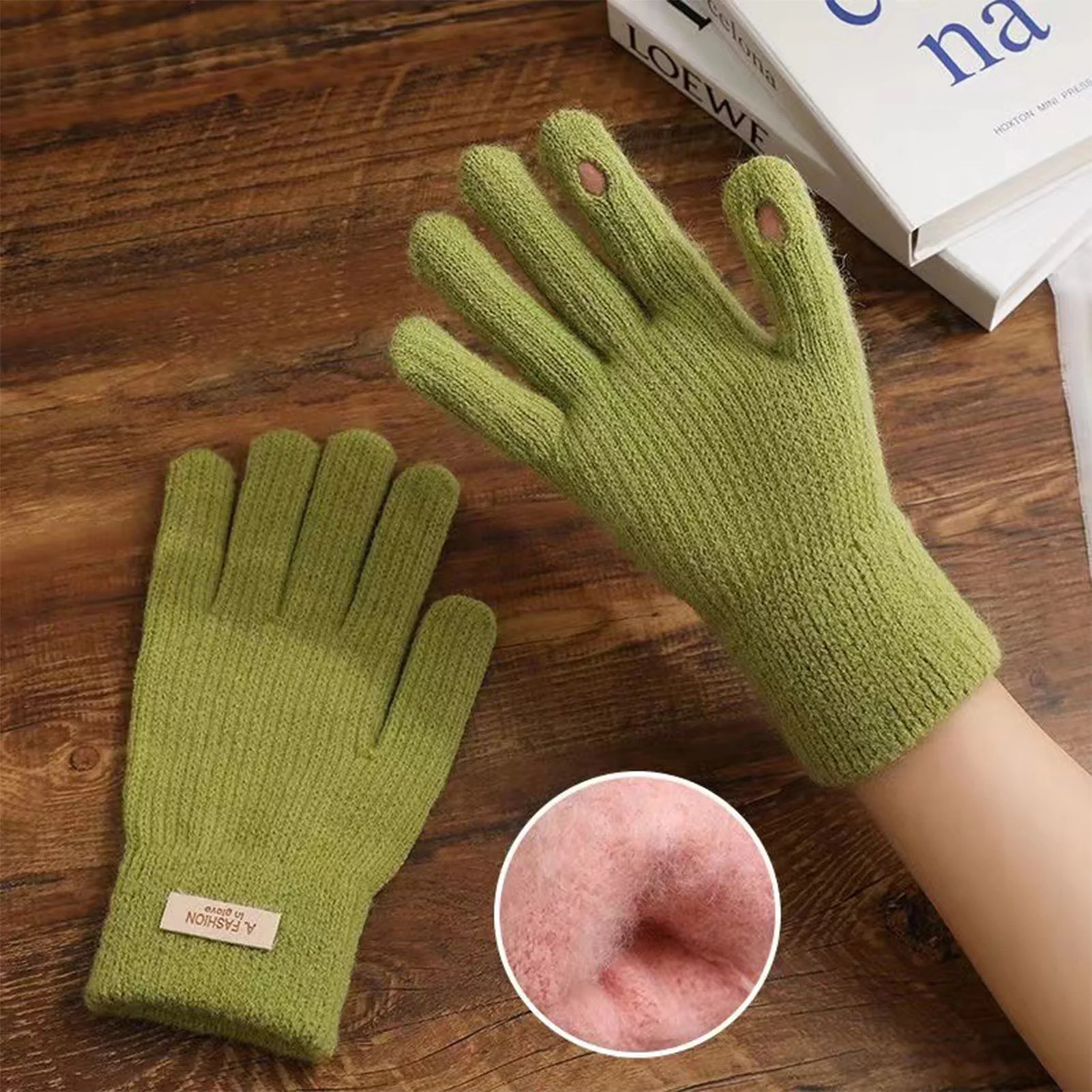 Guantes cálidos de invierno para exteriores para mujer, ciclismo, pesca, Camping, guantes de terciopelo a prueba de viento, manoplas de punto de felpa gruesas con pantalla táctil - imagen 4