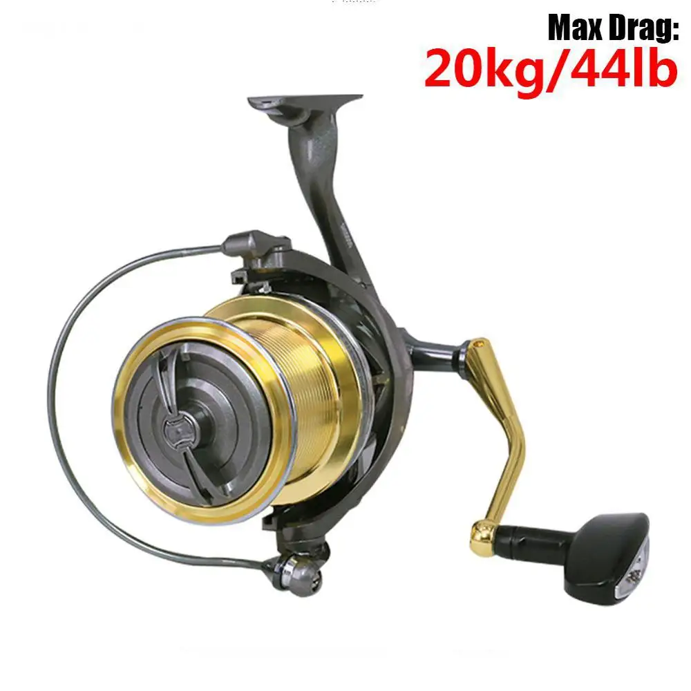 Carrete giratorio grande de 20KG/44LB, arrastre máximo 6 + 1BB, carrete de Metal de fundición larga, carretes de pesca giratorios SH10000/12000 - imagen 4