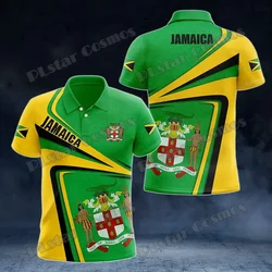 PLstar Cosmos Jamaica escudo de armas y patrón de León 3D completamente impreso camisas polo de hombre moda pantalón corto Casual camisa de manga PLP16