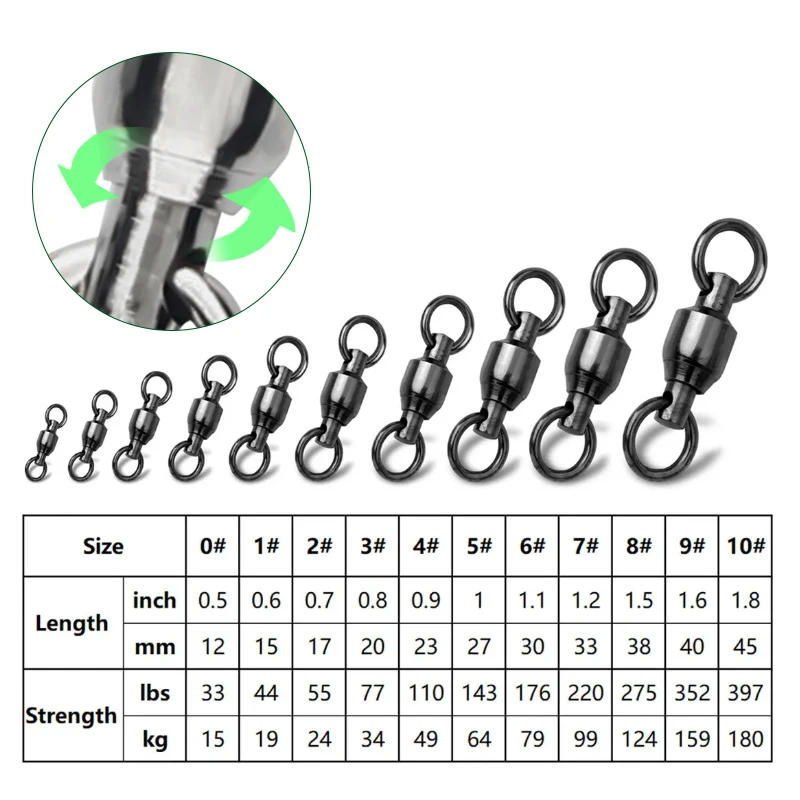 XIAOSHU-aparejos de pesca de acero inoxidable, rodamiento de bolas giratorio con anillo sólido, accesorios de pesca, accesorio de anzuelo, 20/30/50 piezas - imagen 3