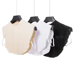 Elegante cuello falso de algodón desmontable Color sólido cuello alto sin mangas cuello falso mujeres señoras