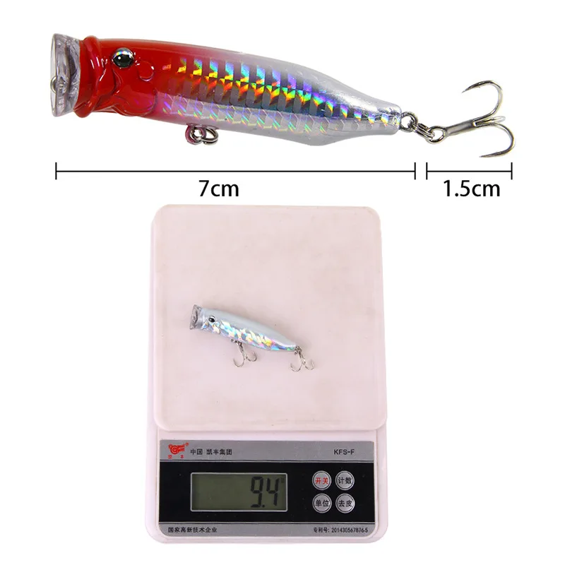 Popper Topwater duro 7 cm – Crankbait wobbler para perca - imagen 2