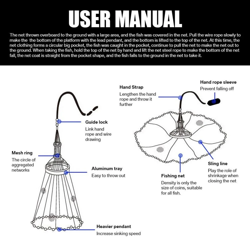 Red de pesca de agua salada americana, radio de 3 pies con plomo de Zinc resistente y disco de aluminio para cebo de pescado con cesta de camarones - imagen 5