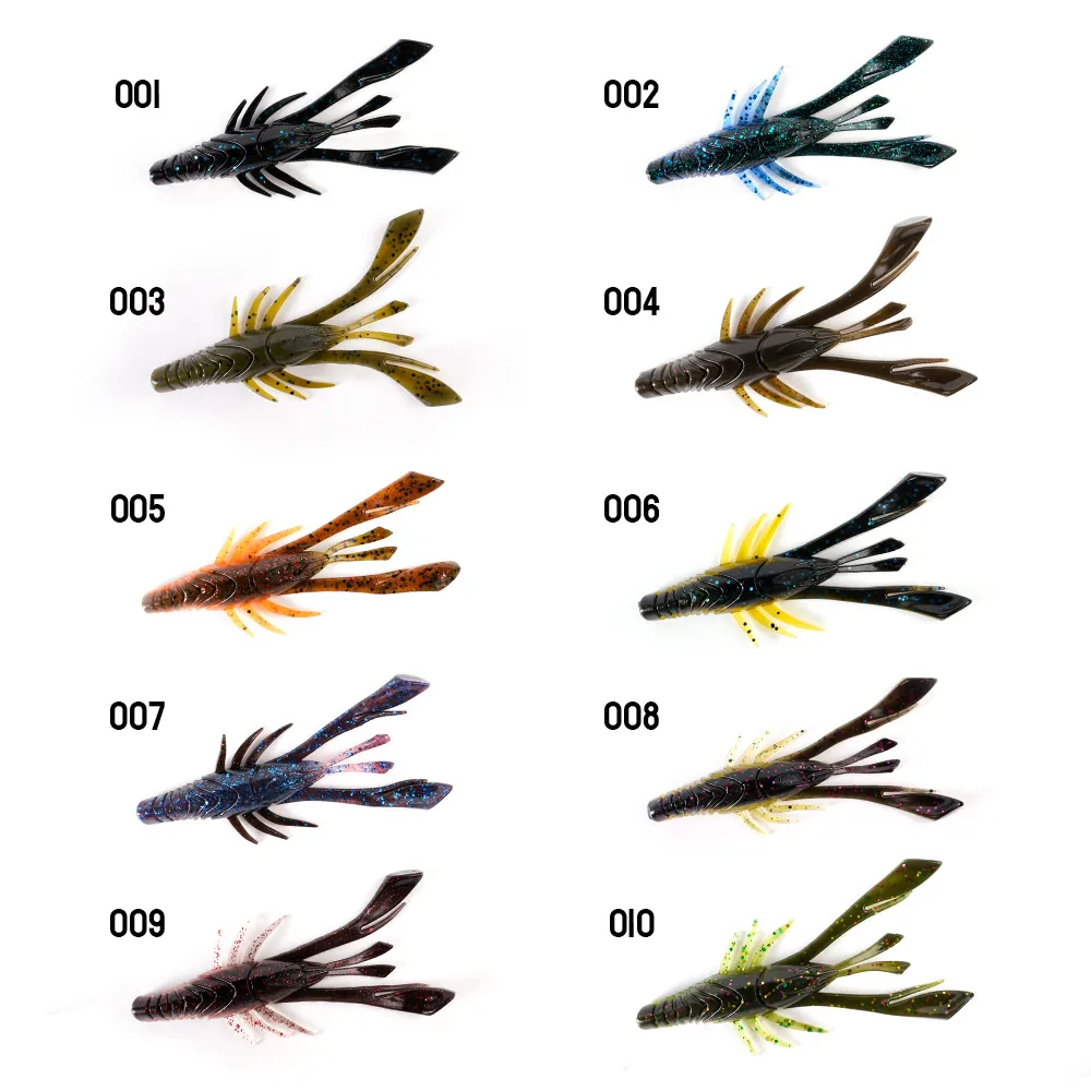 DYY-señuelo de pesca Swimbait de silicona suave, cebo Artificial de Camarón, Señuelos de Pesca de lubina finura, Kicker Craw, 10,5 cm, 8,8G, 6 piezas - imagen 4