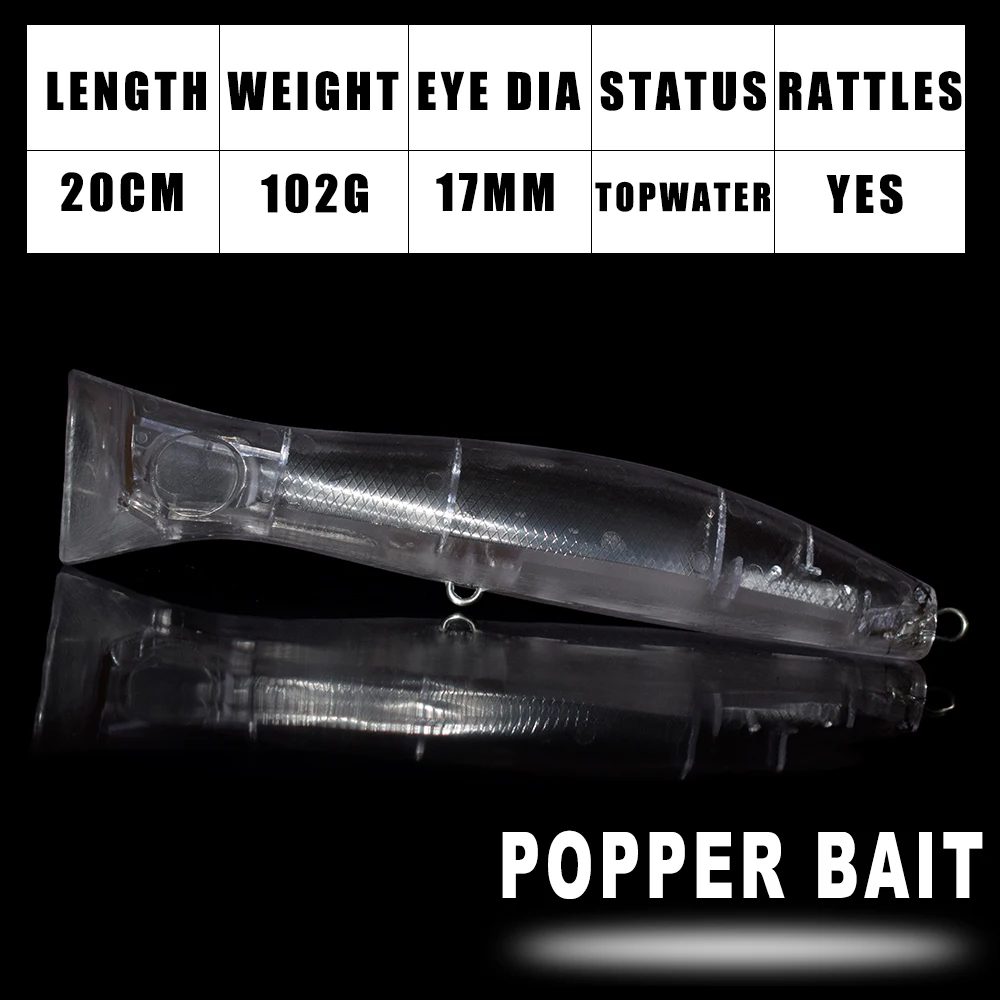 Dr.Holife Popper de superficie con sonajero sin pintar para pesca - imagen 3