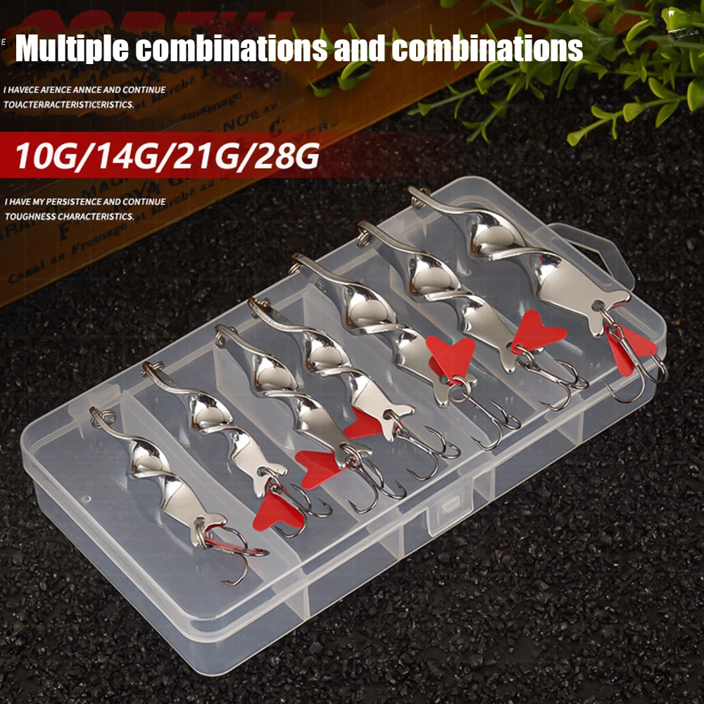 Combinación de 10g, 14g, 21g, 28g, espiral giratoria, cucharas largas fundidas, señuelo de pesca, tornillo giratorio, cebo de Jigging de Metal con rotación - imagen 5