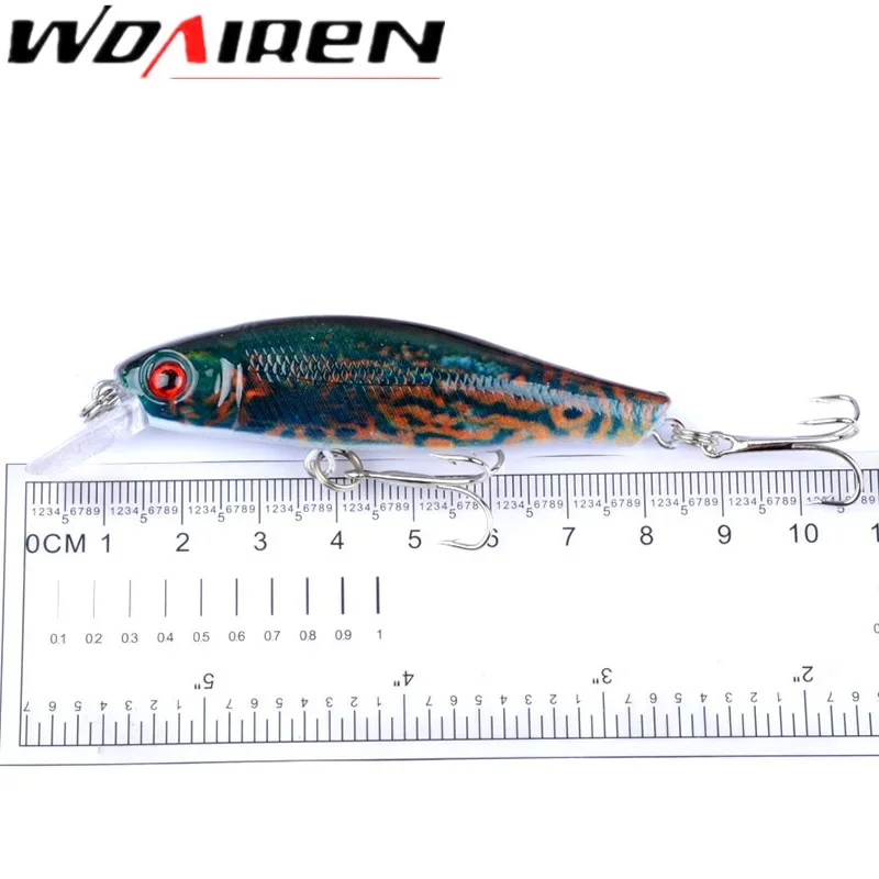 1 Pc Minnow Wobblers señuelo de Pesca 8,5 cm 8,5g Artificial cebo duro con 2 anzuelos Iscas aparejos de Pesca Para Pesca WD-381 - imagen 4