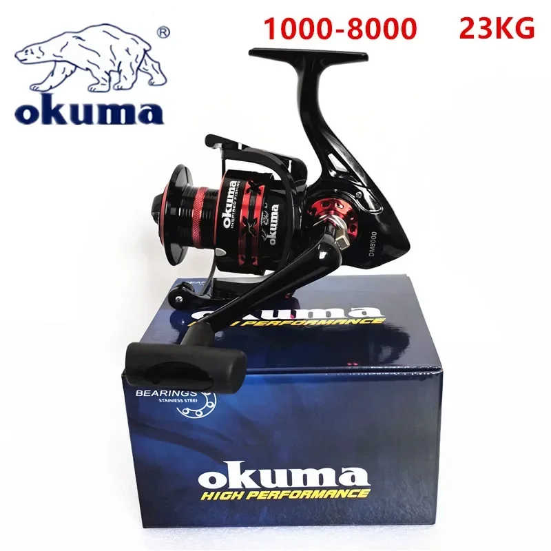 Nuevo carrete de pesca giratorio OKUMA 2 + 1BB 9KG-23KG arrastre máximo es adecuado para todos los cuerpos de agua 1000-8000