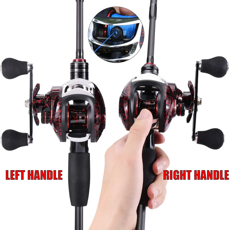 Sougayilang-señuelo de pesca Combo 2,1 m, varilla de fibra de carbono de 4 secciones, relación de engranaje 7,2: 1, sistema de freno magnético, Kit de carrete de pesca - imagen 3