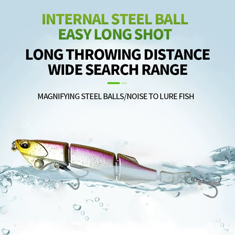 1 unidad de Swimbait articulado 90mm 5,8g señuelo de hundimiento lento Señuelos de pesca de lubina de fundición larga Artificial duro Minnow Wobbler para carpa lubina Pike - imagen 4