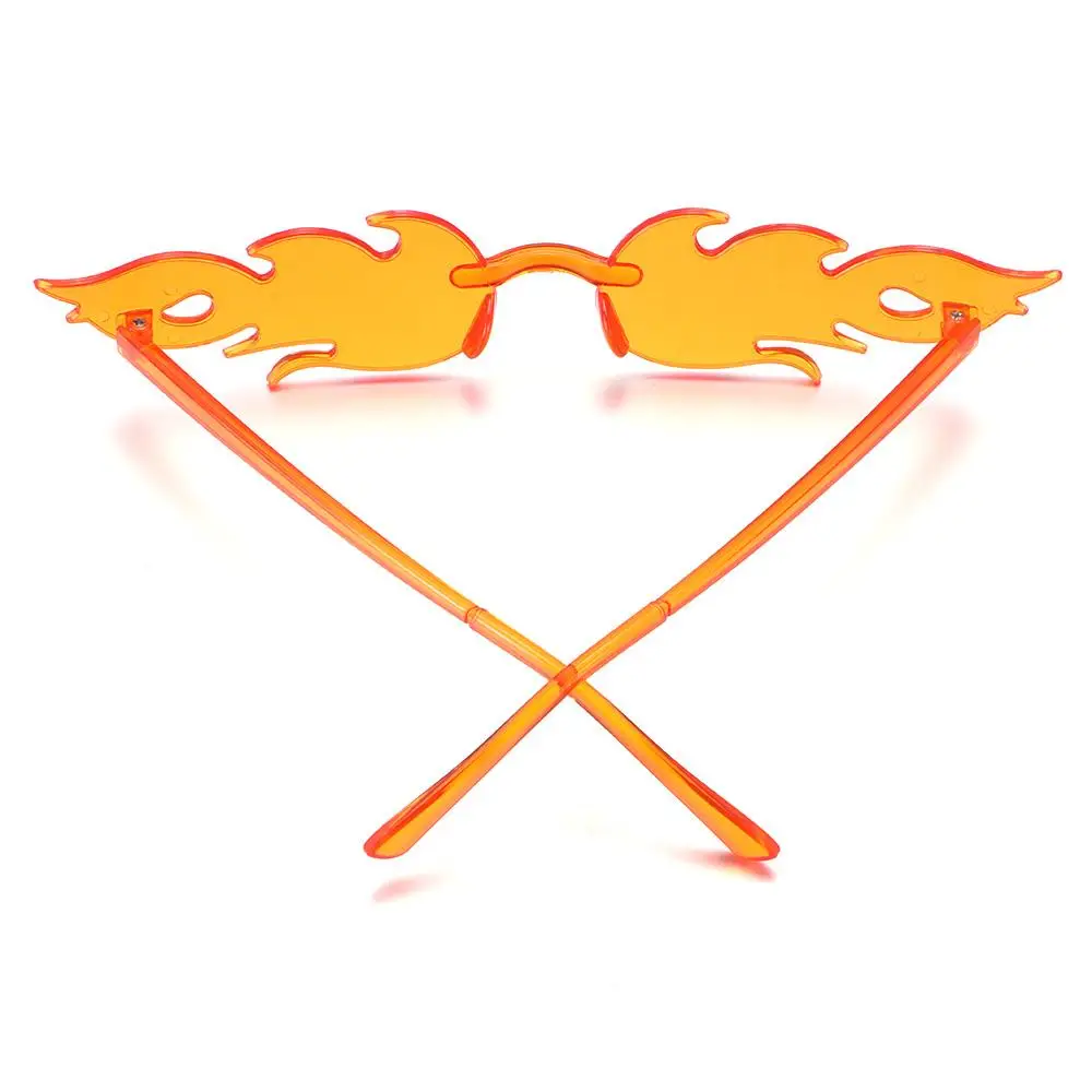 Gafas de sol sin montura para mujer, lentes de sol con forma de llama, a la moda, Cosplay - imagen 4