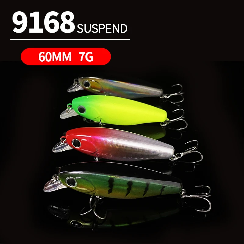 Señuelos de Pesca suspendidos para pececillos, 60mm, 7g, cebo duro Artificial, Wobblers de Pesca para Lucio, lubina, trucha, Jerkbait, Swimbait de plástico, aparejos 3D - imagen 4