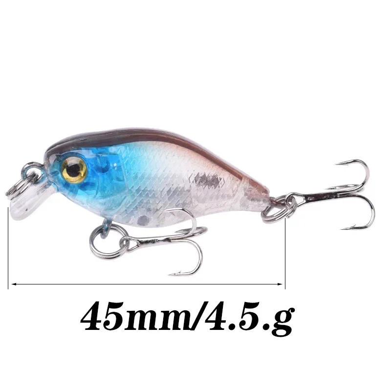 Señuelo de pesca con manivela Wobbler flotante, 4,5 cm, 4g, Minnow Topwater, cebo duro artificial, Crankbait para lubina, anzuelos triples, 1 ud. - imagen 3