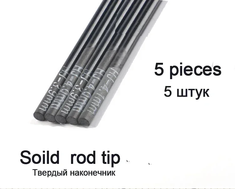 2,2mm-4,1mm 5 piezas 80cm punta de caña de pescar secciones de repuesto caña de pescar de Taiwán tamaño completo sólido hueco accesorios de caña de carbono resistente - imagen 5