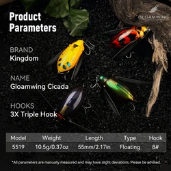 Señuelo de superficie Kingdom GloamWing Beetle con alto ruido