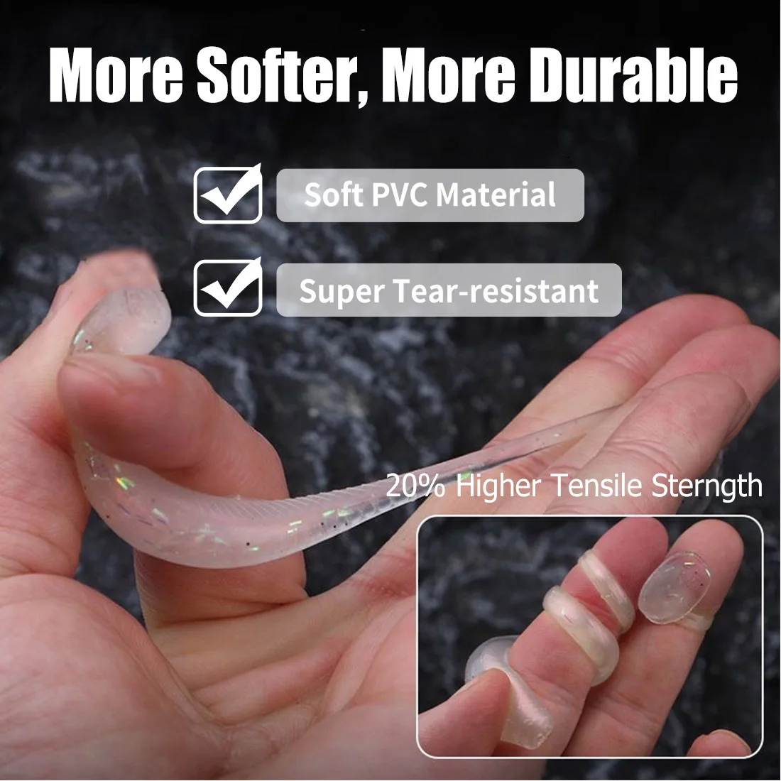 FishTrip-señuelo blando con cabezal de anzuelo, 5 uds., cola de paleta con gancho, señuelo de plástico suave de PVC de 3-10g para aparejos de pesca de lubina, agua salada - imagen 5