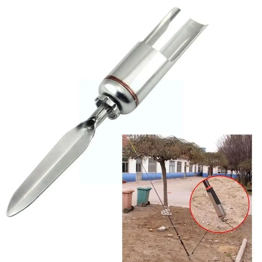 Soporte de poste de caña de pescar de acero inoxidable, montaje en tierra desmontable plegable, soporte de caña de pescar de mano Universal, al aire libre, 1pc - imagen 2