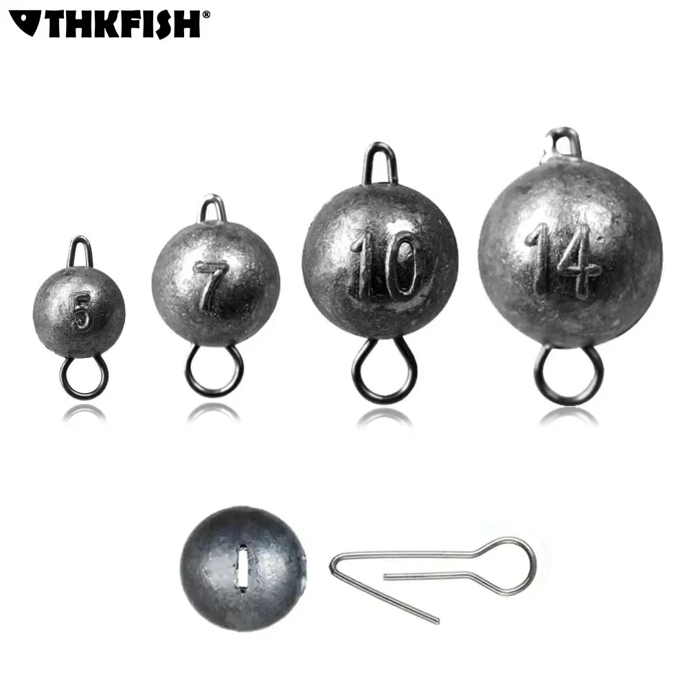 THKFISH-plomo de pesca de 10 Uds., 14g, 10g, 7g, 5g, plomo tipo bala, tiro de gota para señuelo, cabeza de plantilla, peso con giro - imagen 2