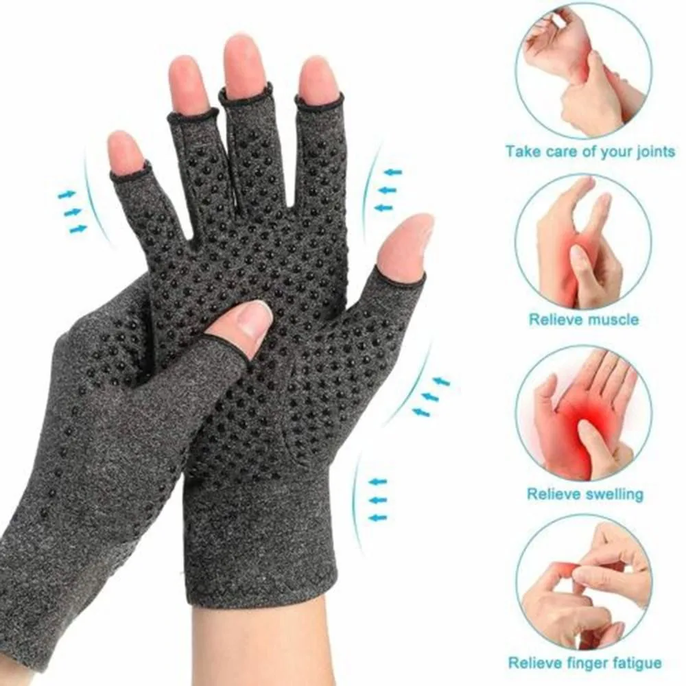 Guantes de compresión sin dedos para aliviar el dolor de manos, manoplas de compresión antiartritis para pantalla táctil, soporte para articulaciones - imagen 3