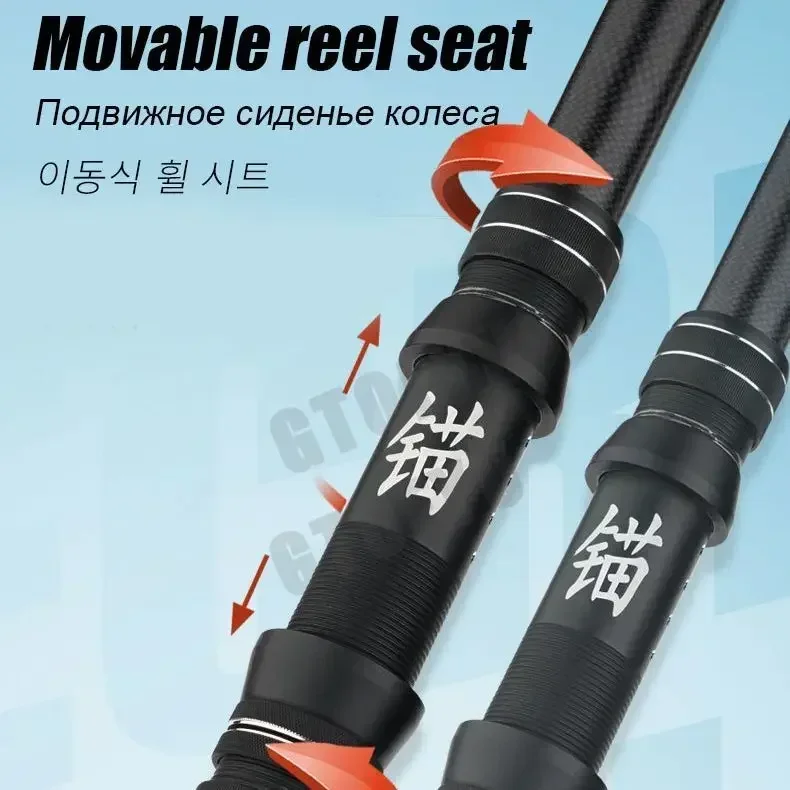 Caña de pescar de carbono de 2,1 M y 2,4 M, 50kg por encima, caña de tiro de larga distancia superdura, caña de pescar giratoria telescópica para barco de mar - imagen 5