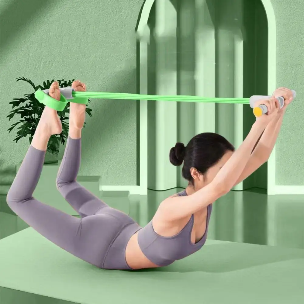 Extractor de Pedal de Yoga de 4 tubos, ejercitador Abdominal de goma duradero, banda de resistencia, cuerda de tracción elástica gruesa, cintura - imagen 5