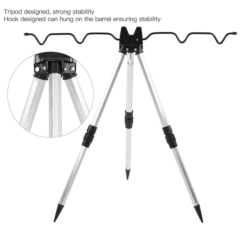 Soporte de caña de pescar telescópico, trípode de aleación de aluminio plegable, grueso, portátil - imagen 3