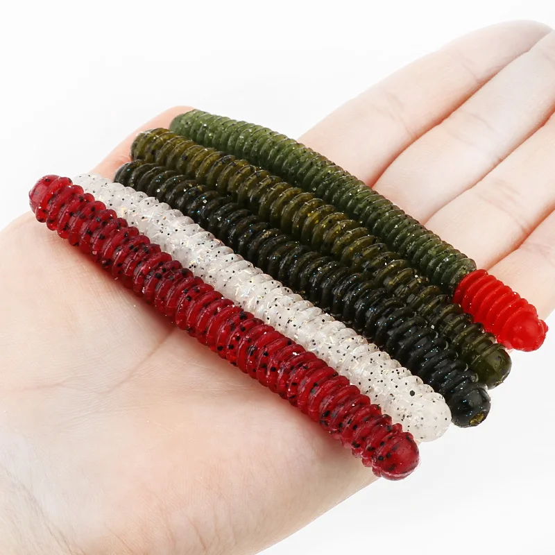 ARDEA-señuelo suave de gusano de tierra, 100mm, 6,5g, 6 piezas, tornillo de rosca, cebo de Pesca Senko flotante, simulación de gusano, aparejo de tiro descendente, Pesca Jigging - imagen 5