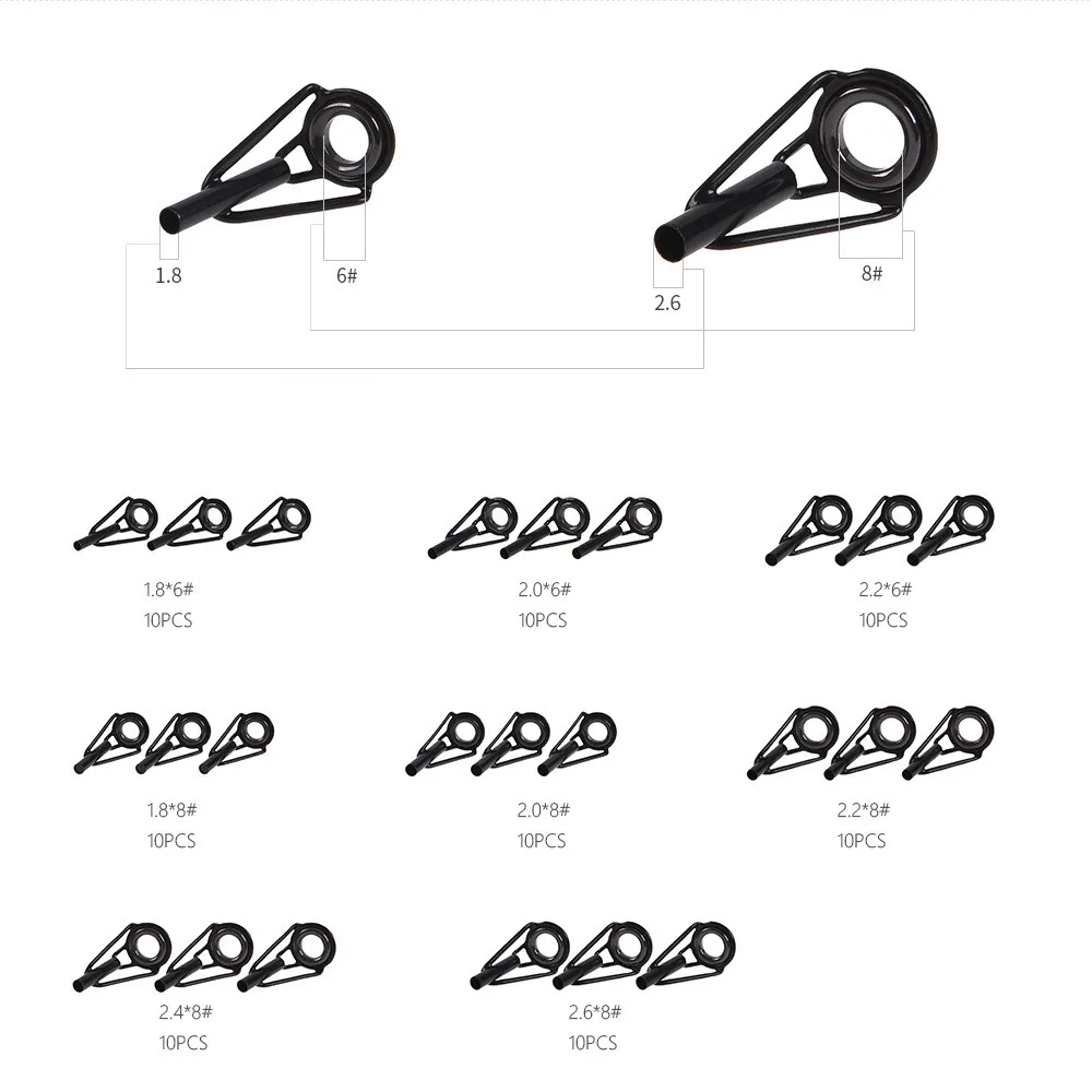 Juego de 80 piezas de acero inoxidable para caña de pescar, Kit de reparación de poste, accesorios de repuesto, 1,8mm-2,6mm - imagen 2