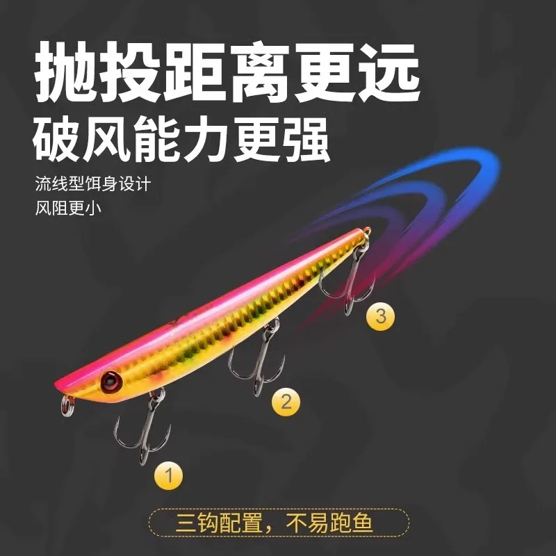 Kingoom-señuelo tipo lápiz, cebo 5327 de larga distancia, lanzamiento de ruido, cuentas flotantes en el agua con cebo de perca de boca scontada - imagen 4