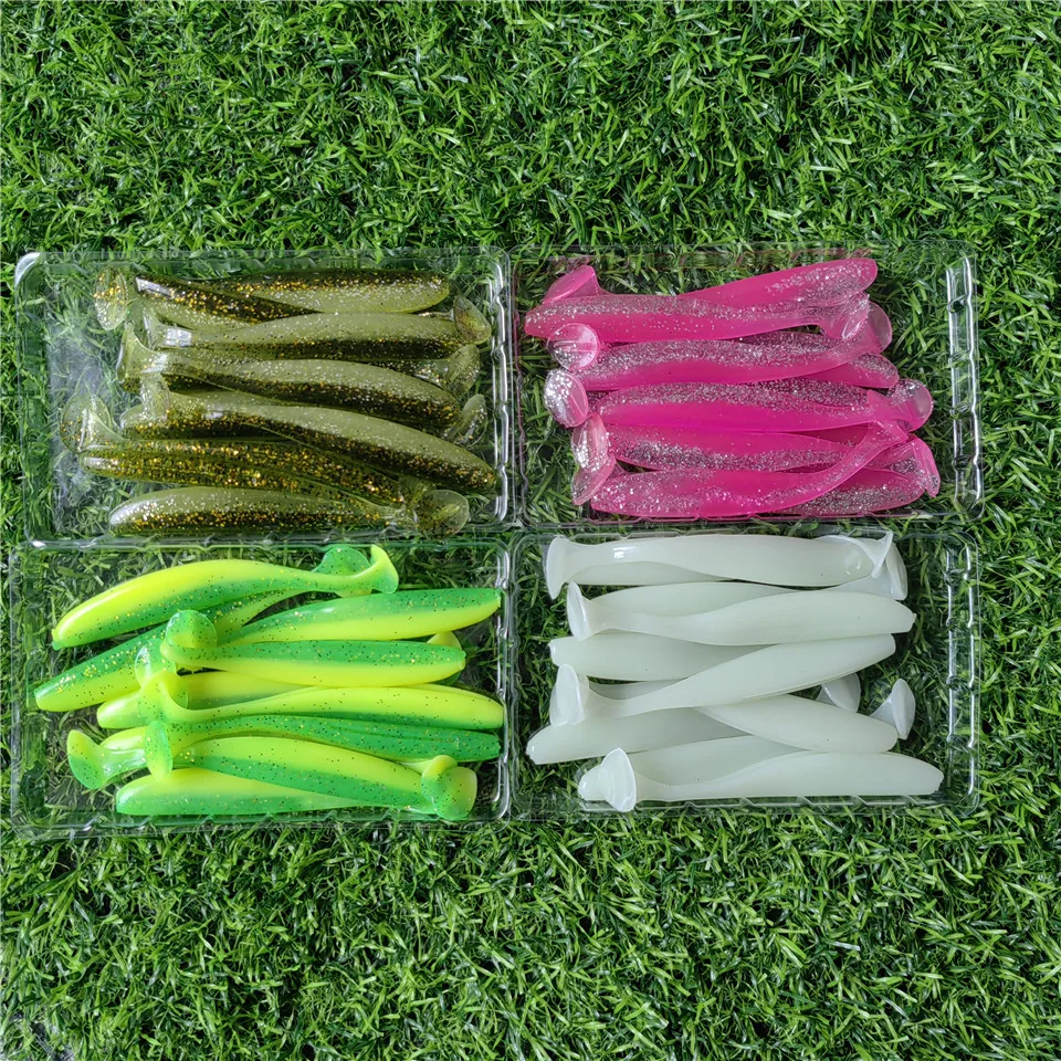 MUKUN-señuelo suave de pesca de sábalo de silicona, gusano Artificial Wobbler, cebo suave para Lucio, Carpa, cola en T, 9cm/4,2g - imagen 2