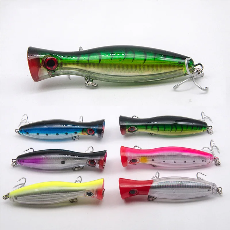 Señuelos de Pesca Popper, cebo duro de 12,5 cm/42g, aparejos de pesca artificiales con cuerpo de reflejo y ganchos afilados, 1 unidad - imagen 2