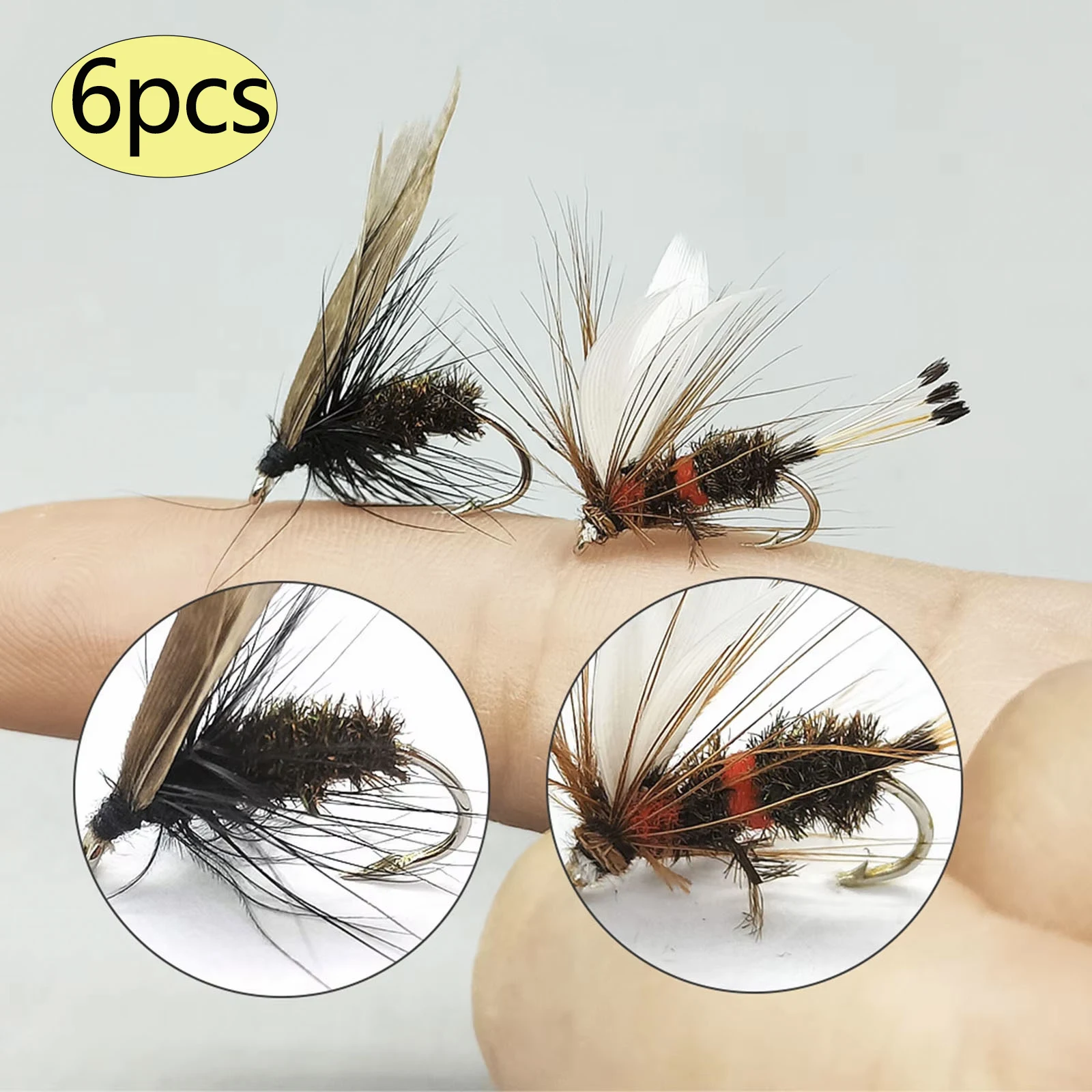 Señuelos de pesca con mosca, cebo con caja de almacenamiento, cebos para moscas húmedas, aparejos de pesca, accesorios, 6 uds.